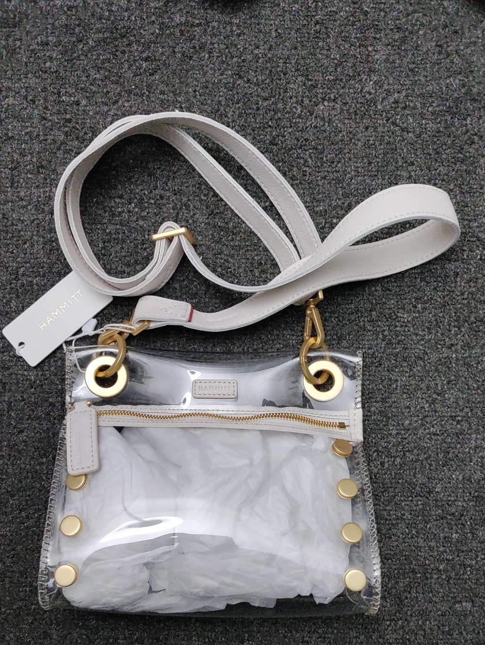 Hammitt White Clear Crossbody with Gold Hardware